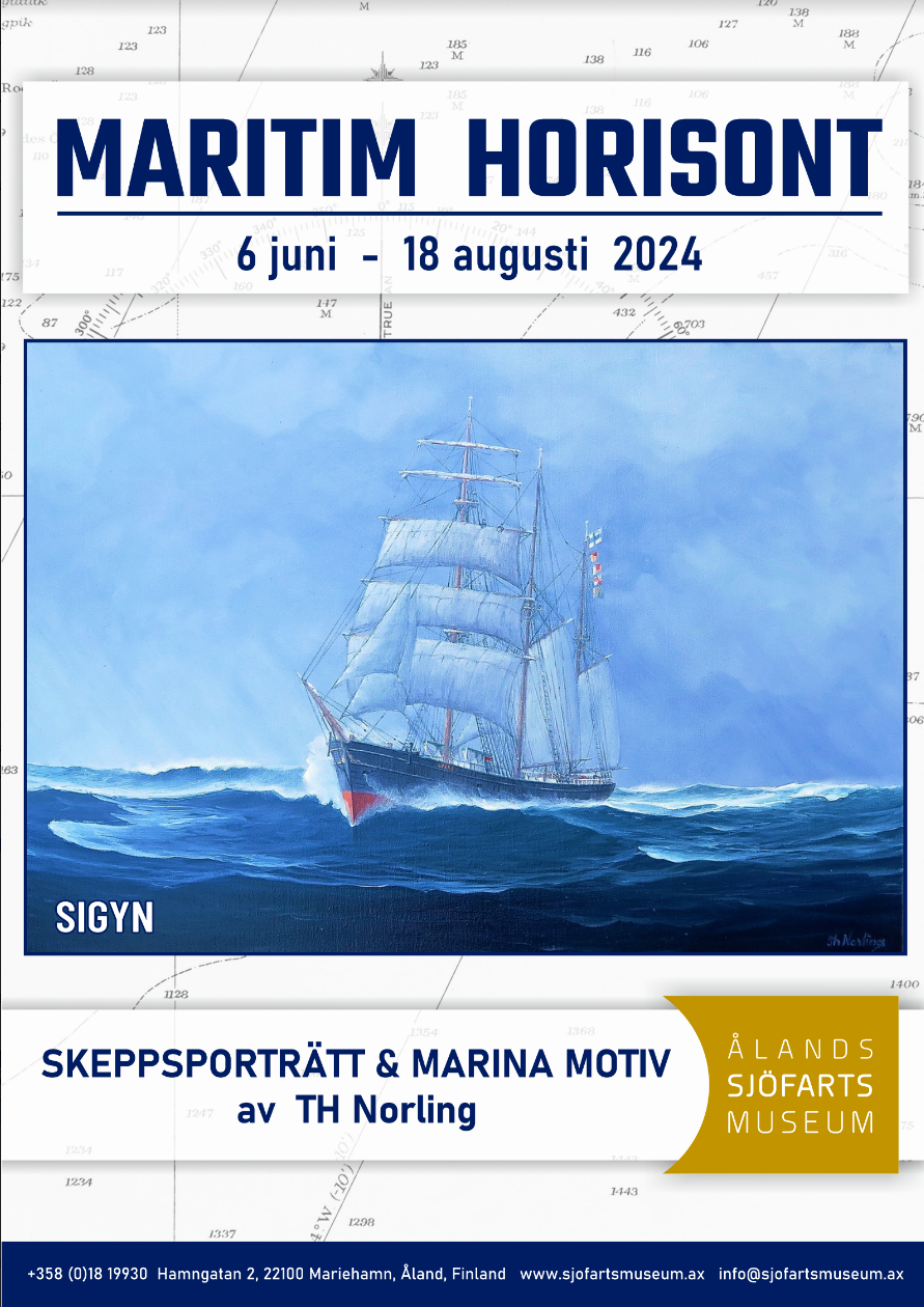 Poster for the maritim horisont exhibition from 06.06 - 18.08.2024